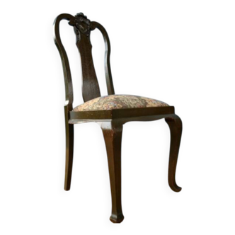 Chaise Queen Anne en chêne massif - début du XXe siècle