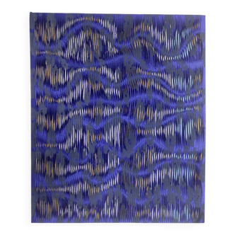 Contemporary textured painting Blue printed Ref cobalt