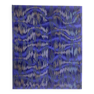 Contemporary textured painting Blue printed Ref cobalt