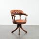 Classic and timeless cow leather and wooden Chesterfield office chair