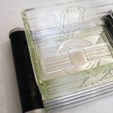 Art Deco biscuit tin on tray