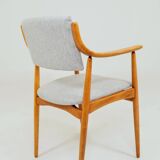 Vintage desk chair officer armchair light grey wool 1960