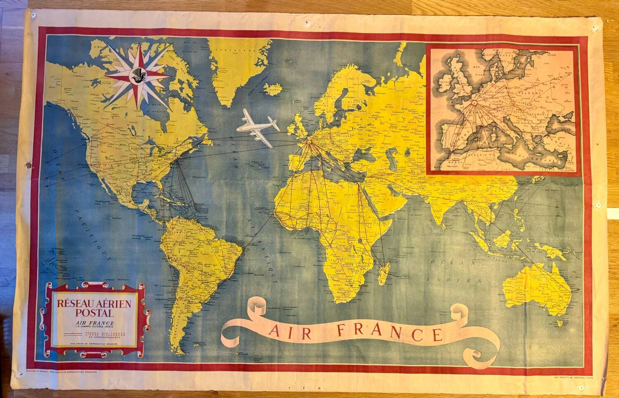 Air France Postal Air Network Map from 1948