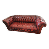Chesterfield sofa in genuine leather 3 red Very good condition