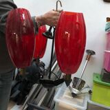 Lustre en verre de Murano rouge