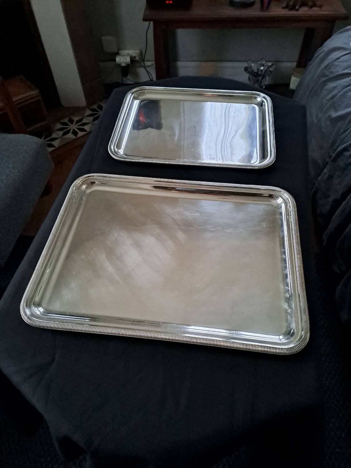 Set of two silver-plated metal trays from Christofle