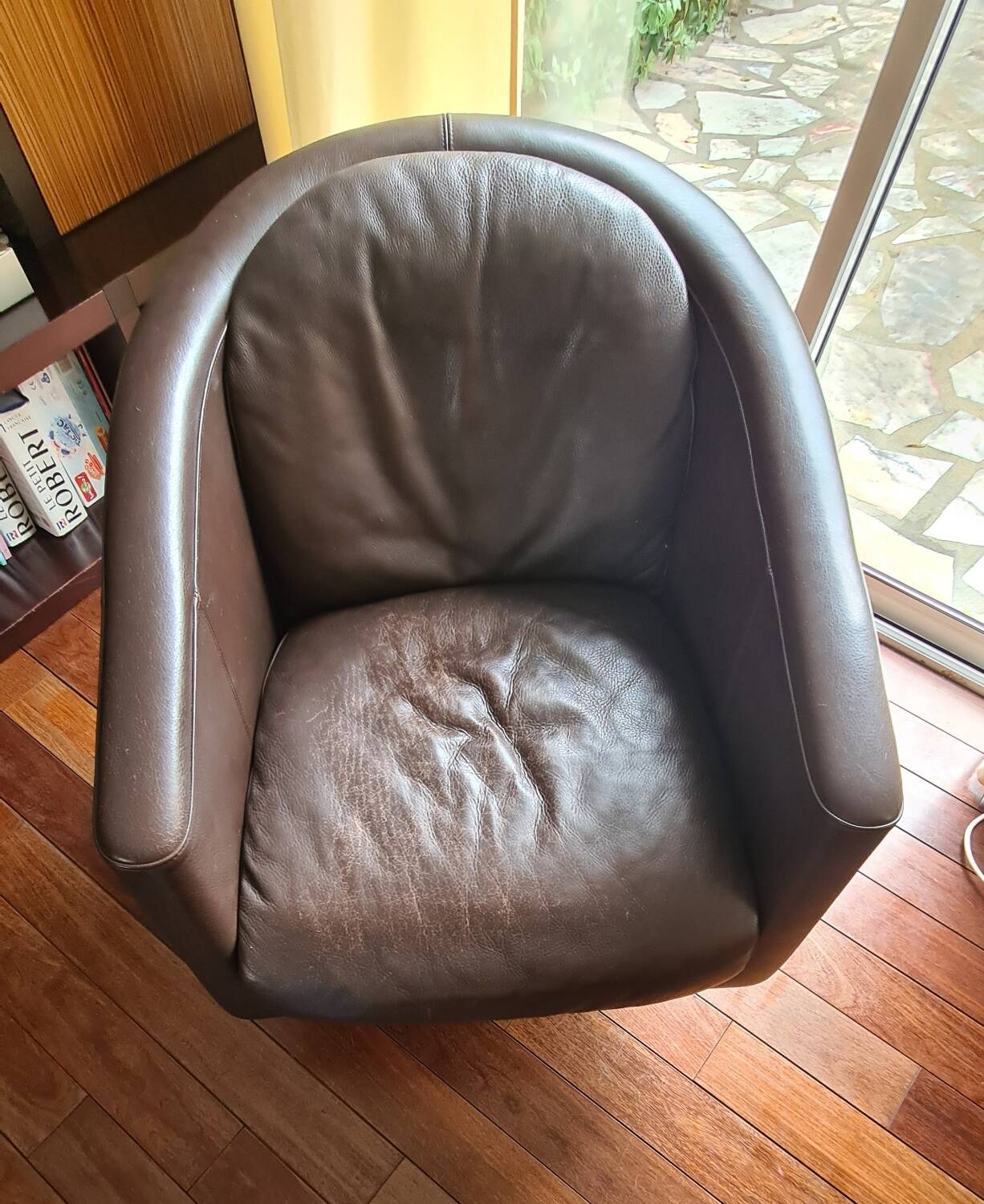 Natuzzi 3-seater sofa in full grain brown leather