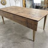 Oak farm table with folding side 1900s