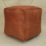 Moroccan square pouf brown wood