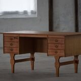 Free-standing oak desk, Mid-century modern Danish, Henning Kjærnulf, 1950s