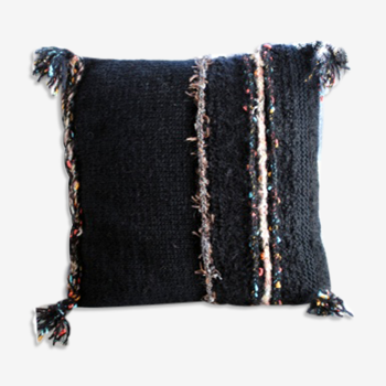 Cushion black wool