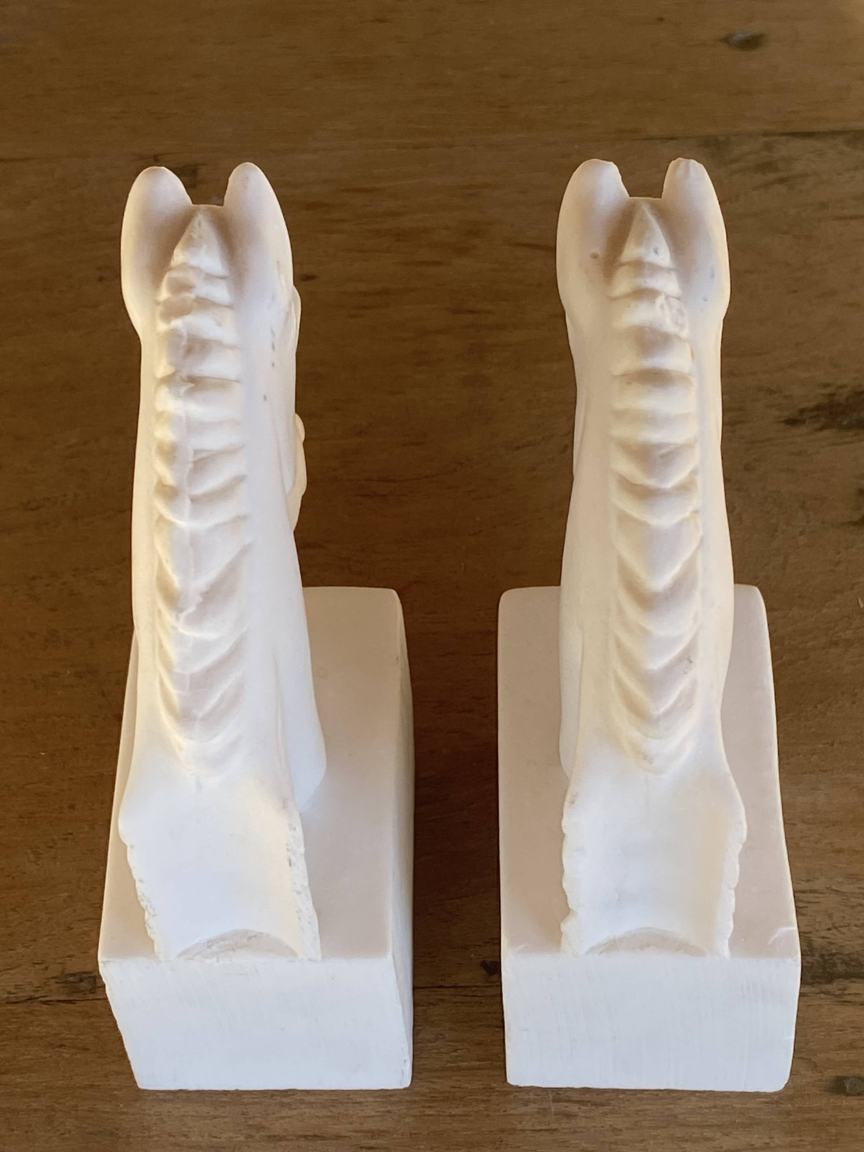 Pair of horse head bookends natural stone