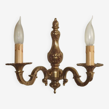 Vintage French Traditional Style Bronze Double Wall Light Scrolled Arms 4741