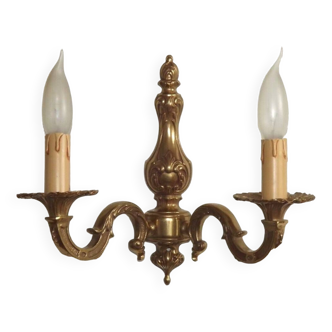 Vintage French Traditional Style Bronze Double Wall Light Scrolled Arms 4741