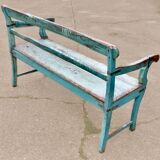 A Gorgeous Antique Green Wooden Indian Bench