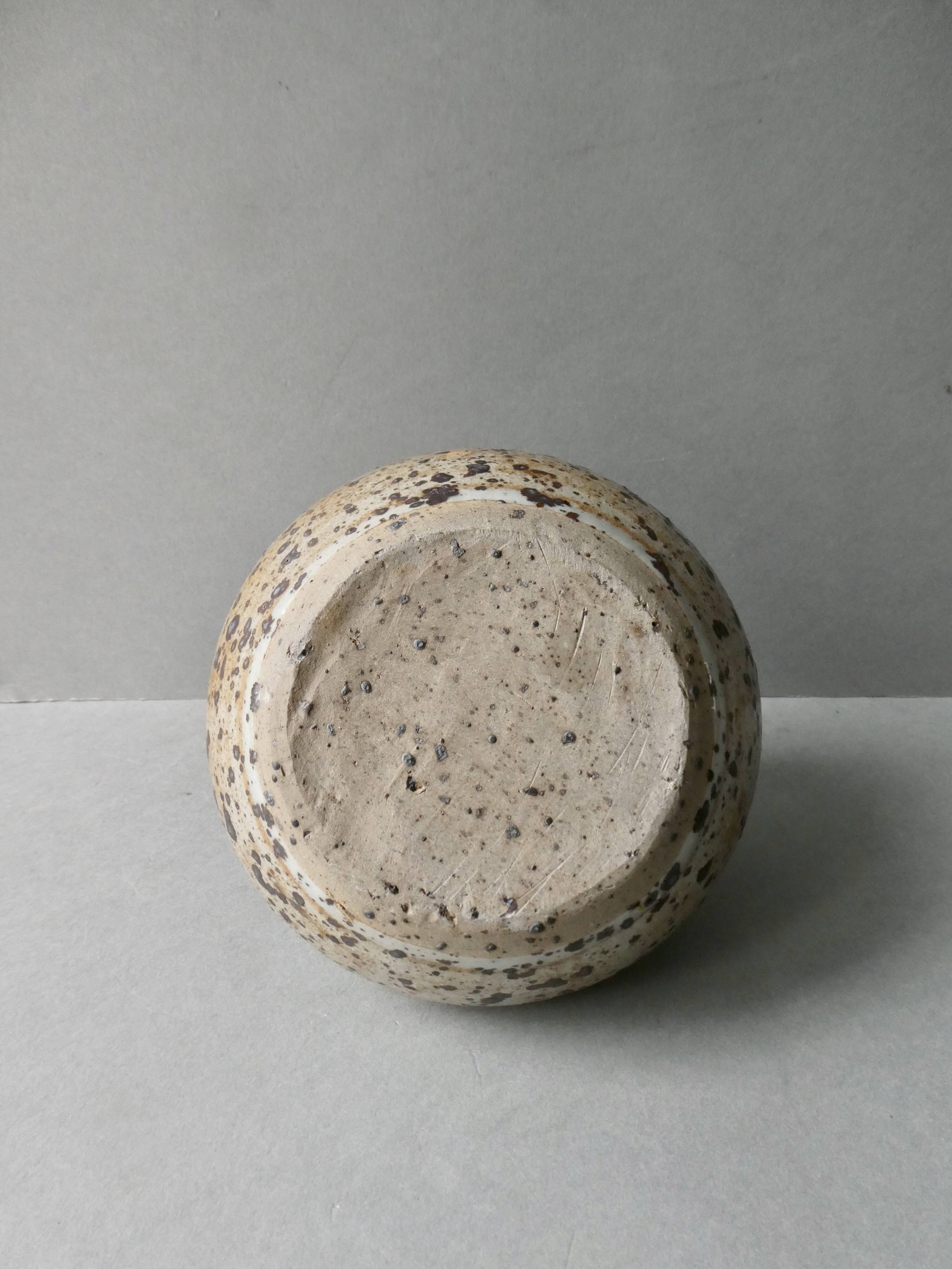 enamelled and scarified stoneware vase from the 80s