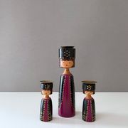 3 Vintage candle holders DDR wooden figurines, Christmas decoration
