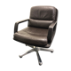Office armchair in brown and aluminum leather around 1970