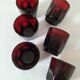 6 Arcoroc ruby glasses – Faceted design from the 70s-80s