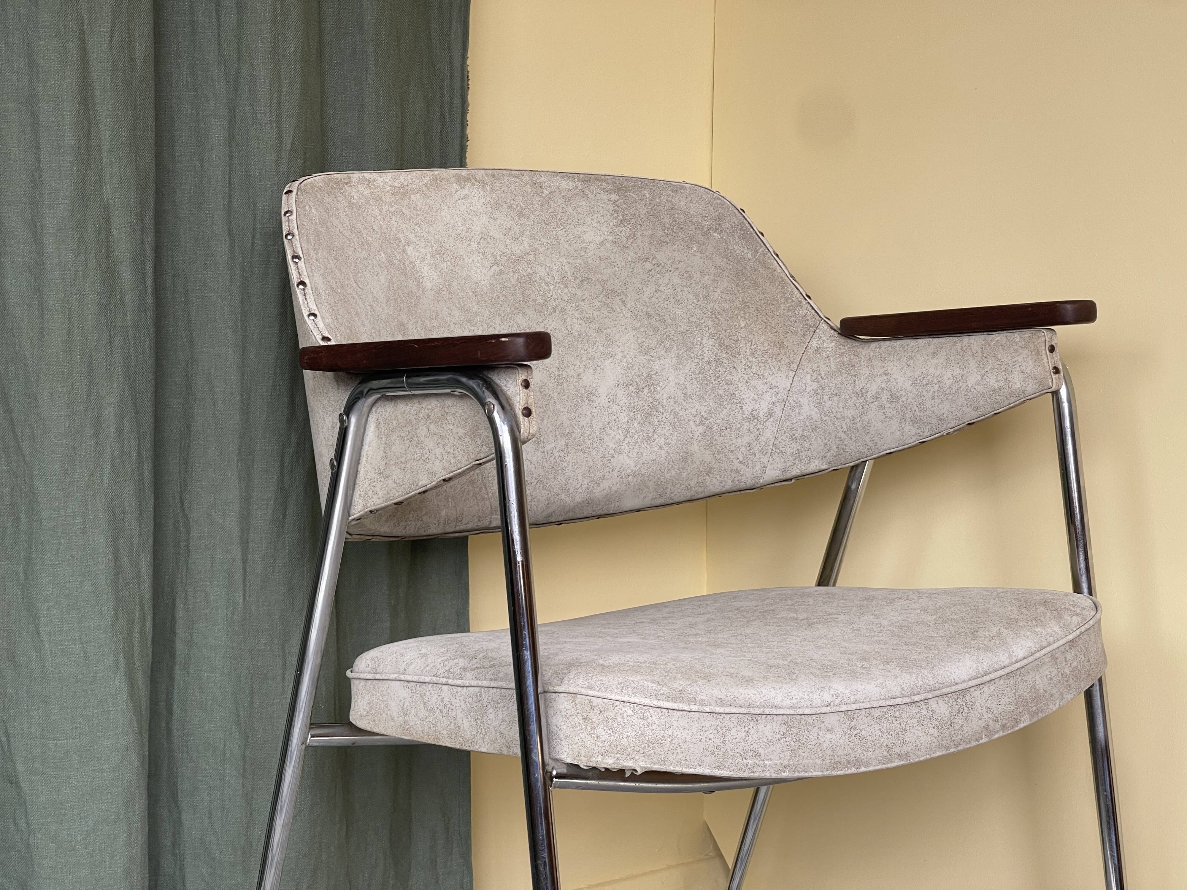 1970s Desk Chair with Teak Arms