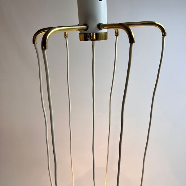 lustre Italien En Verre Et Laiton Du milieu Du Siècle, Années 1960
