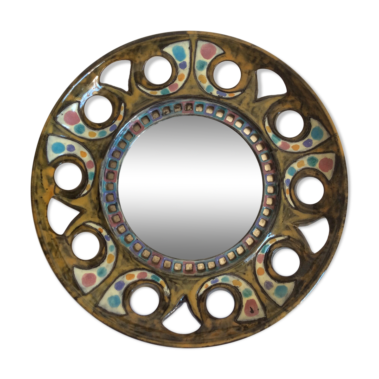Ceramic mirror from the 1960s 32cm