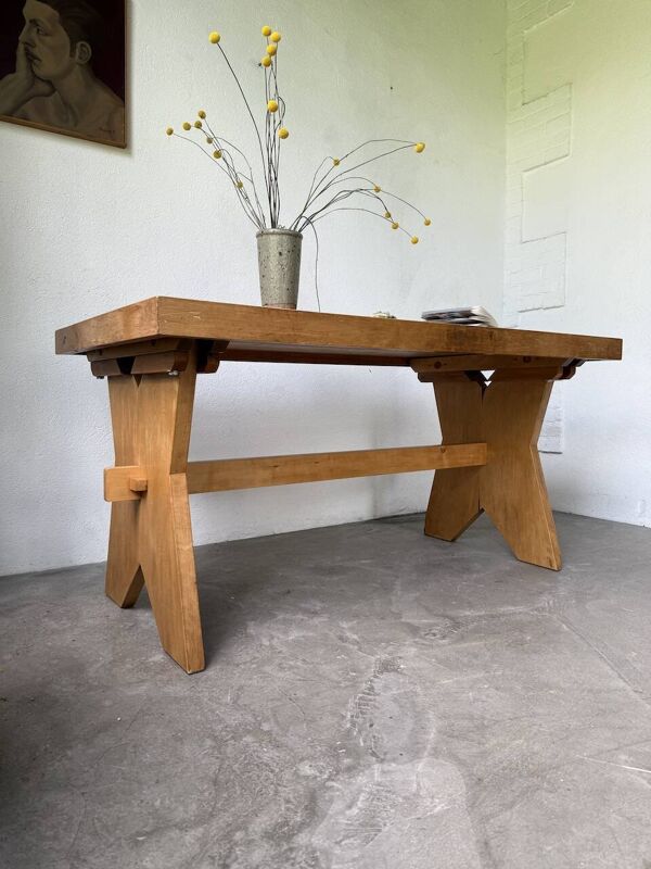 Table, mobilier de montagne en hêtre, 1950