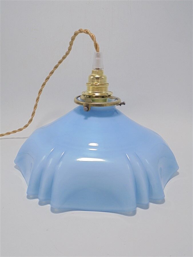 Blue opaline hanging lamp