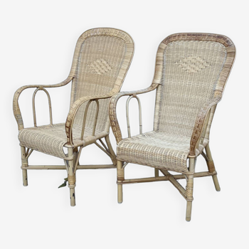 Pair of rattan armchairs