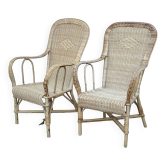Pair of rattan armchairs