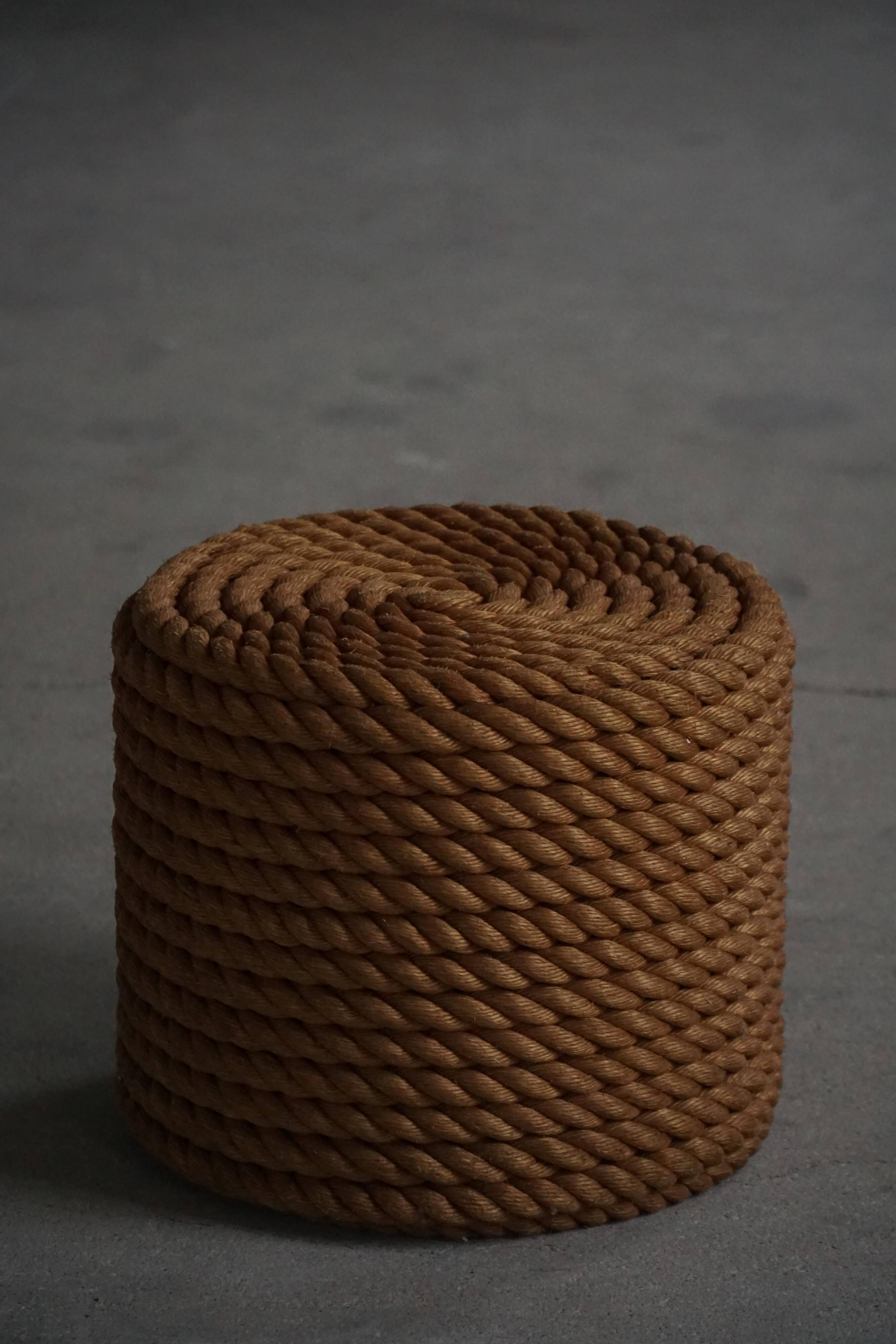 Side table / Ottoman in cord in modern French style from the late 20th century, 1980s.