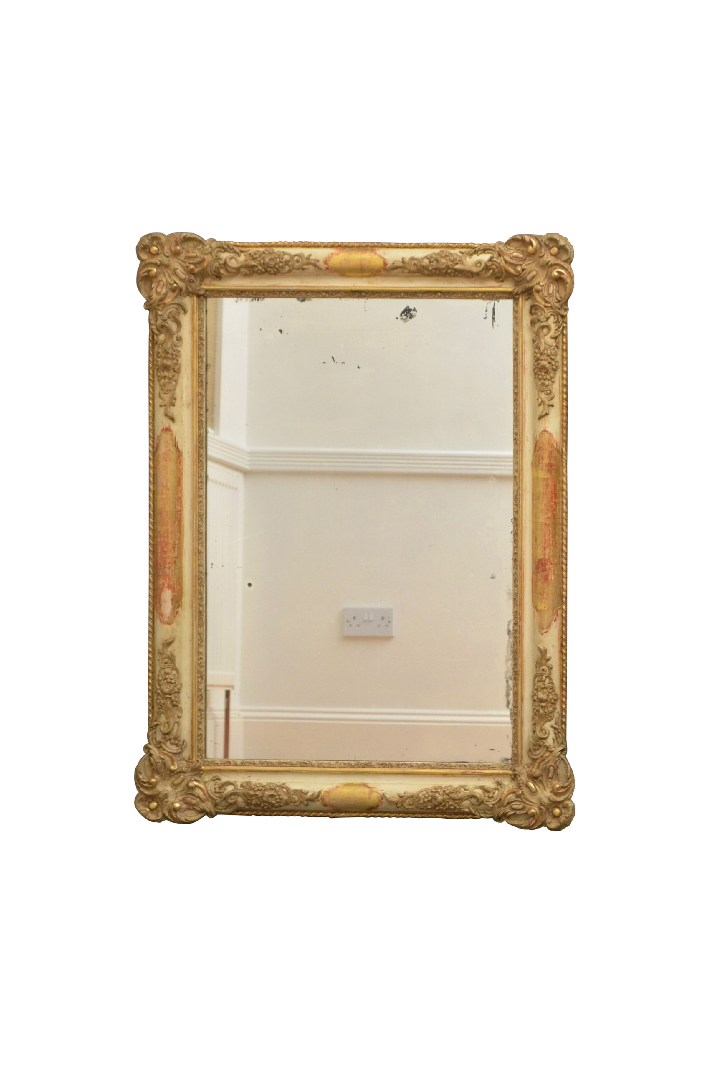 Miroir de mur doré du 19ème siècle