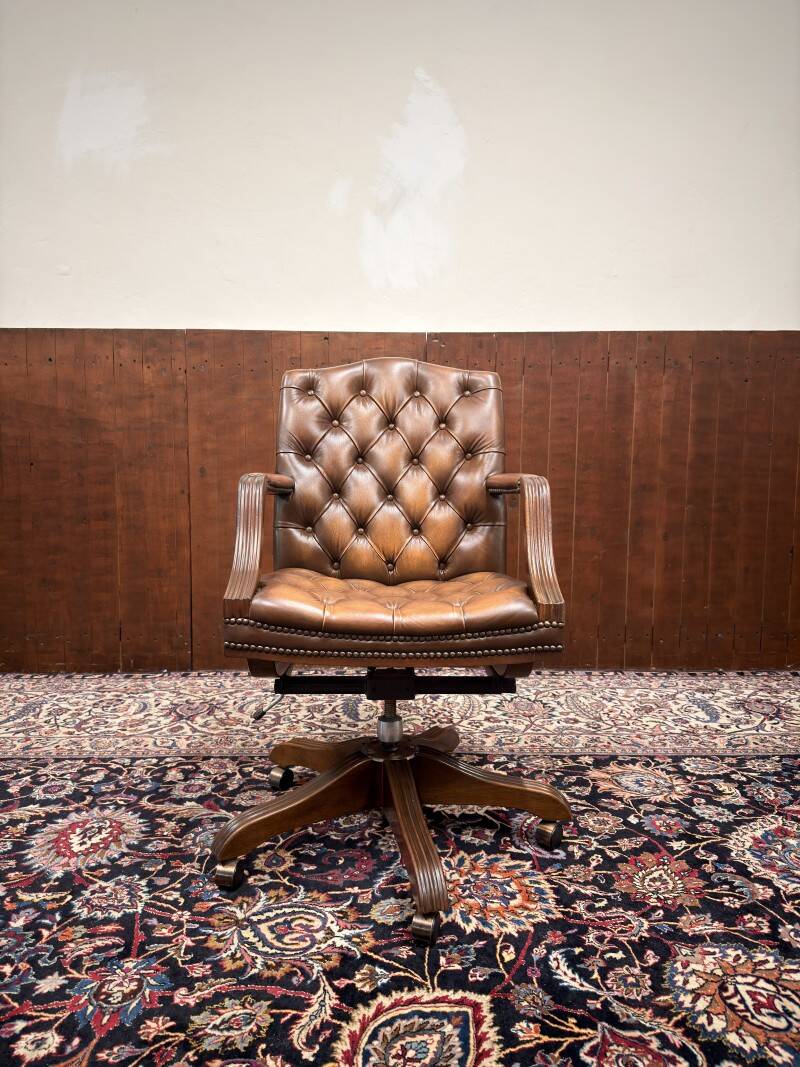 Brown Chesterfield President Chair