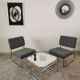 Paire de chauffeuses vintage chrome et tissus "pied de poule"