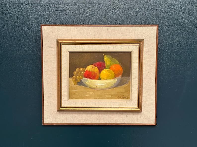 Oil on Panel “Still Life with Fruit” by Hilding Bernhard Högberg Vintage