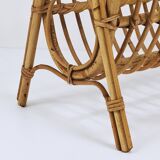 Bamboo and rattan magazine rack in the style of Franco Albini, Italy, 1950s.
