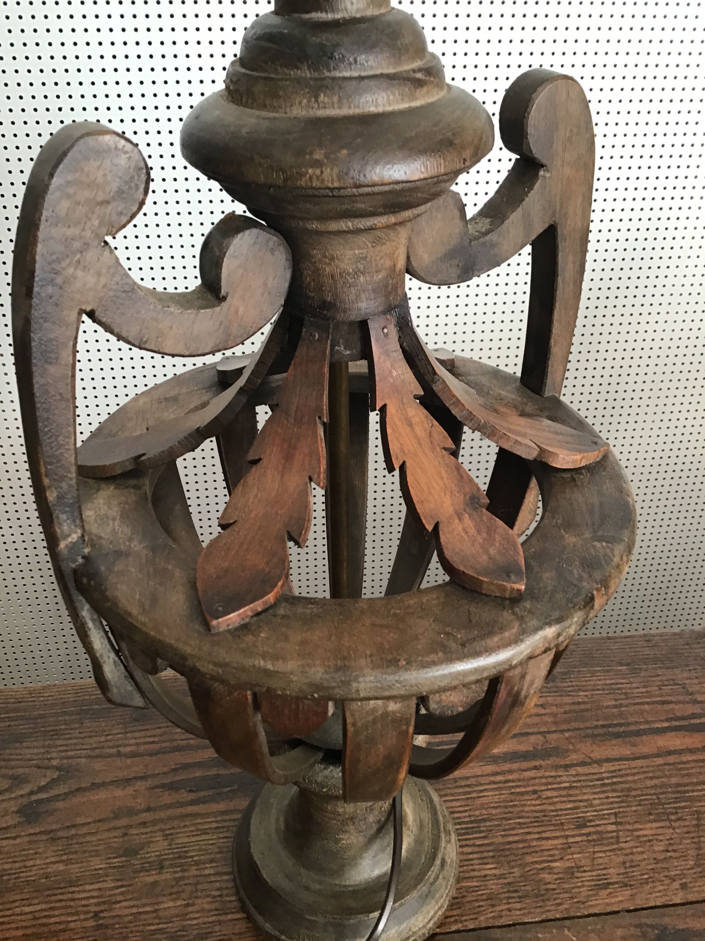 Pair of wooden lamps