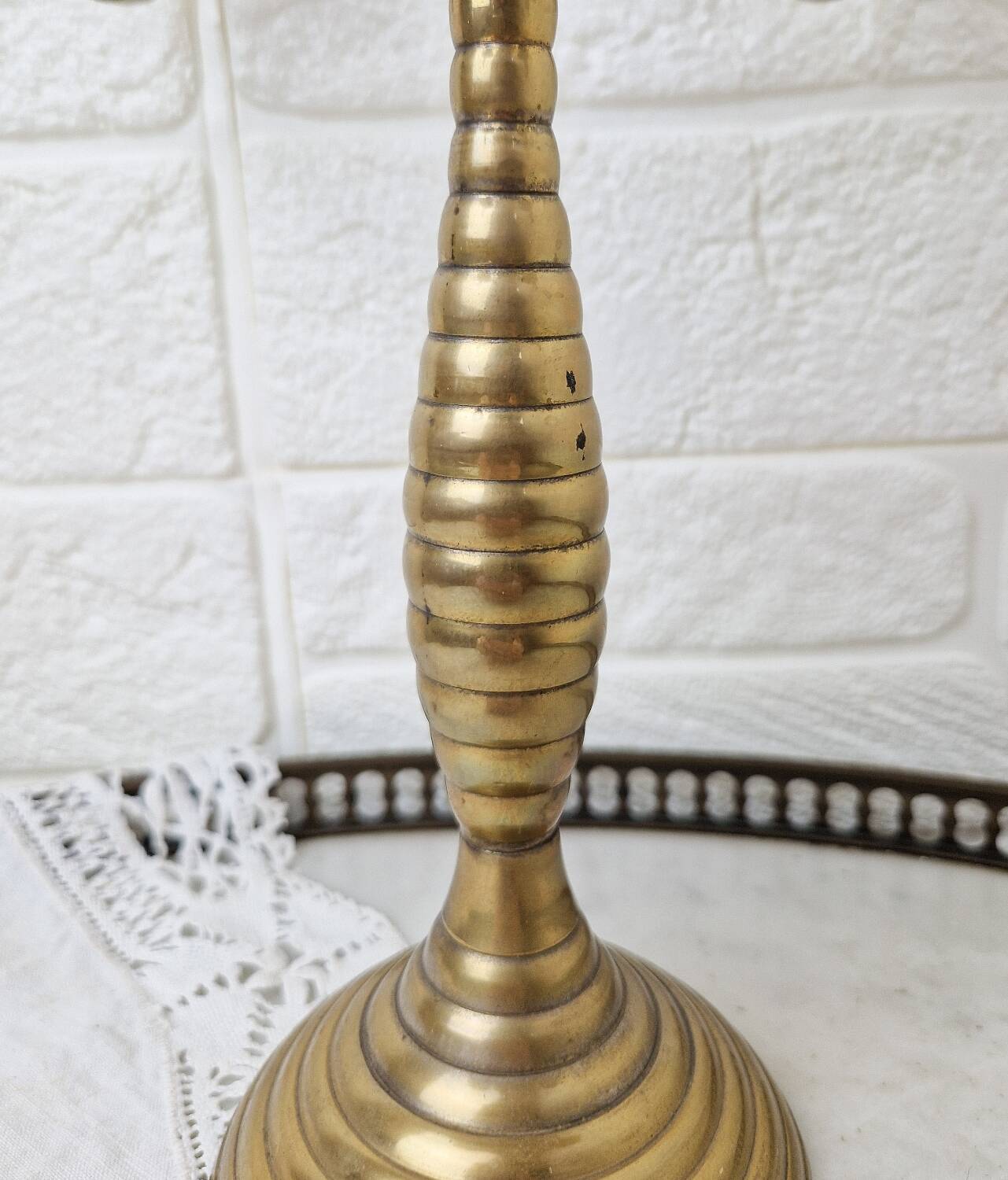 Vintage golden brass candlestick