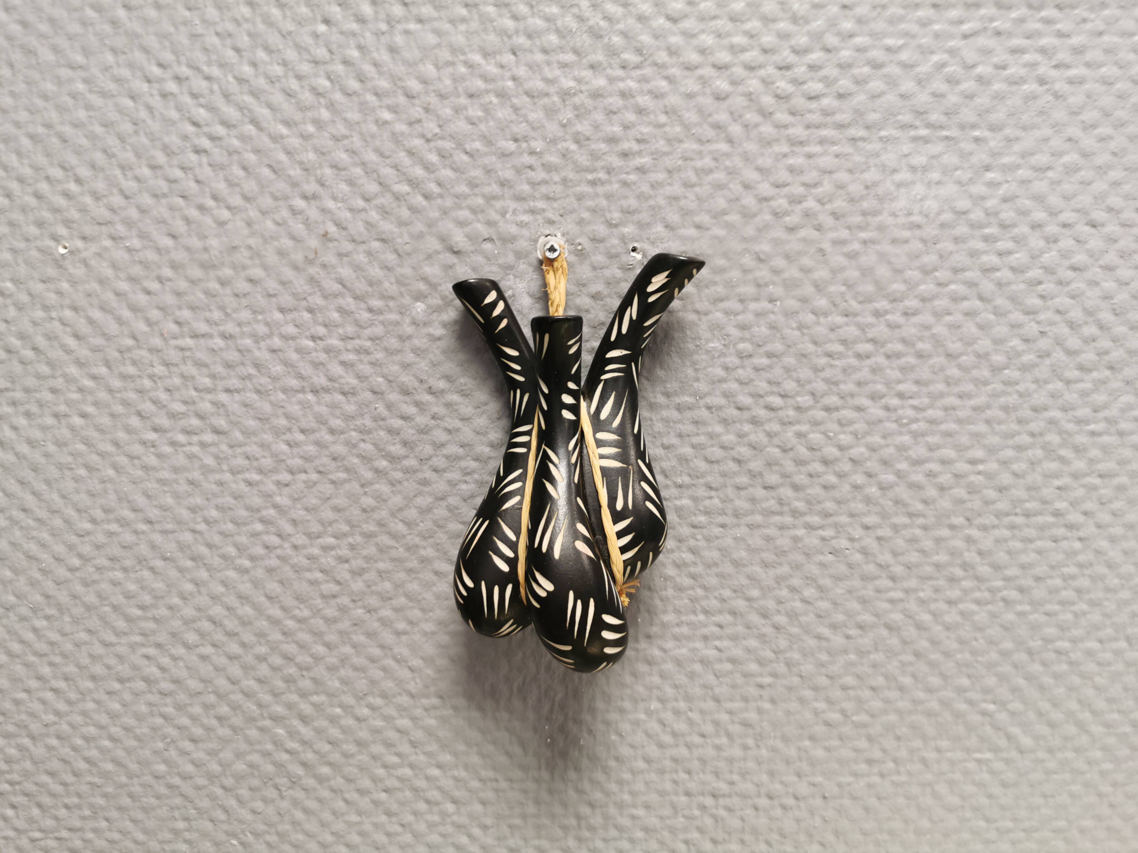 Wall-mounted vase for three small flowers by Loholt ceramics Denmark 70-80s