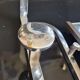 Nickel-plated Art Deco wall-mounted coat rack with swivel mirror