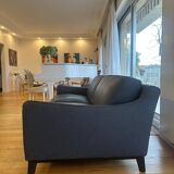 Roche Bobois blue leather sofa