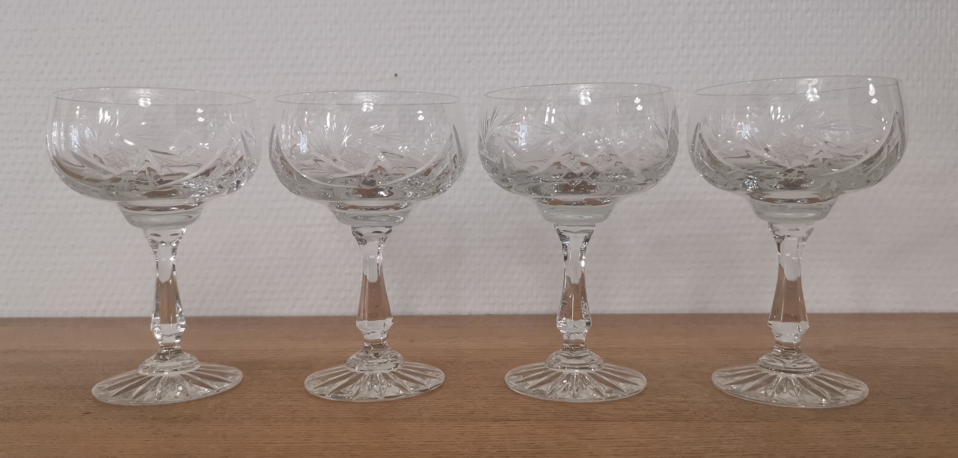 Cut crystal champagne glasses