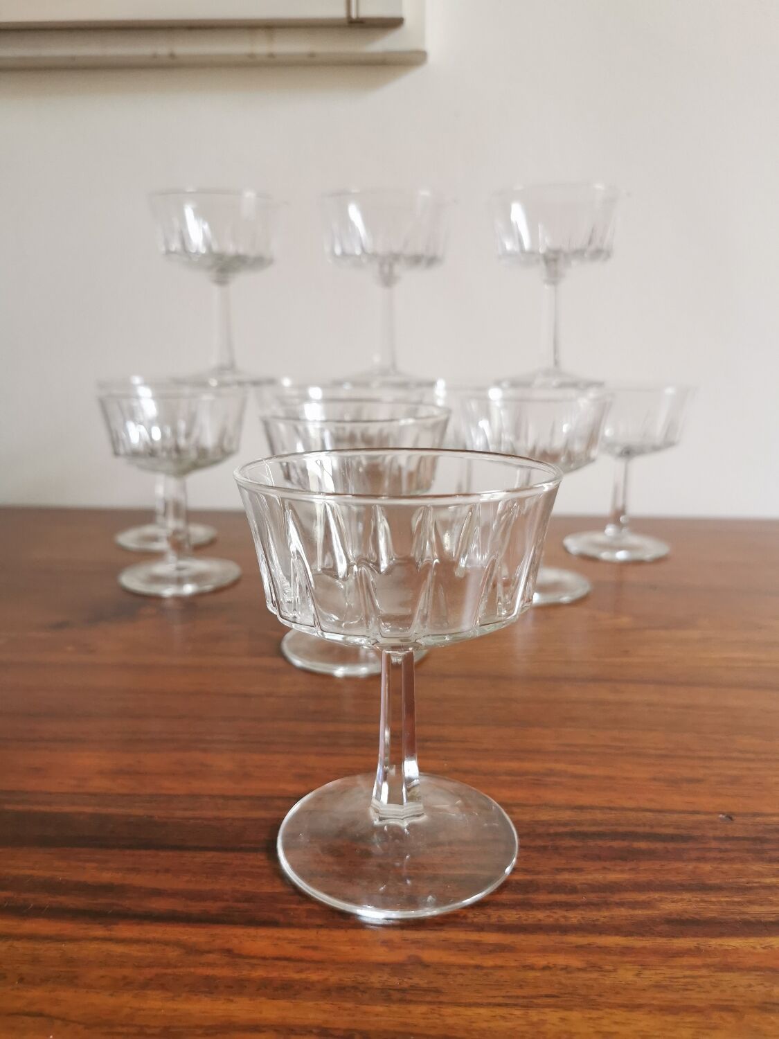 12 vintage champagne glasses