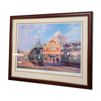 Lithograph kursaal 1920 los angeles signed 1996 in beautiful frame 64x78