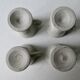 Set of 4 cups, 1 mazagran, 1 milk pot and 1 sugar bowl in pyrity sandstone, signed
