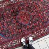 Handmade vintage Persian Malayer rug 129cm x 219cm 1960s