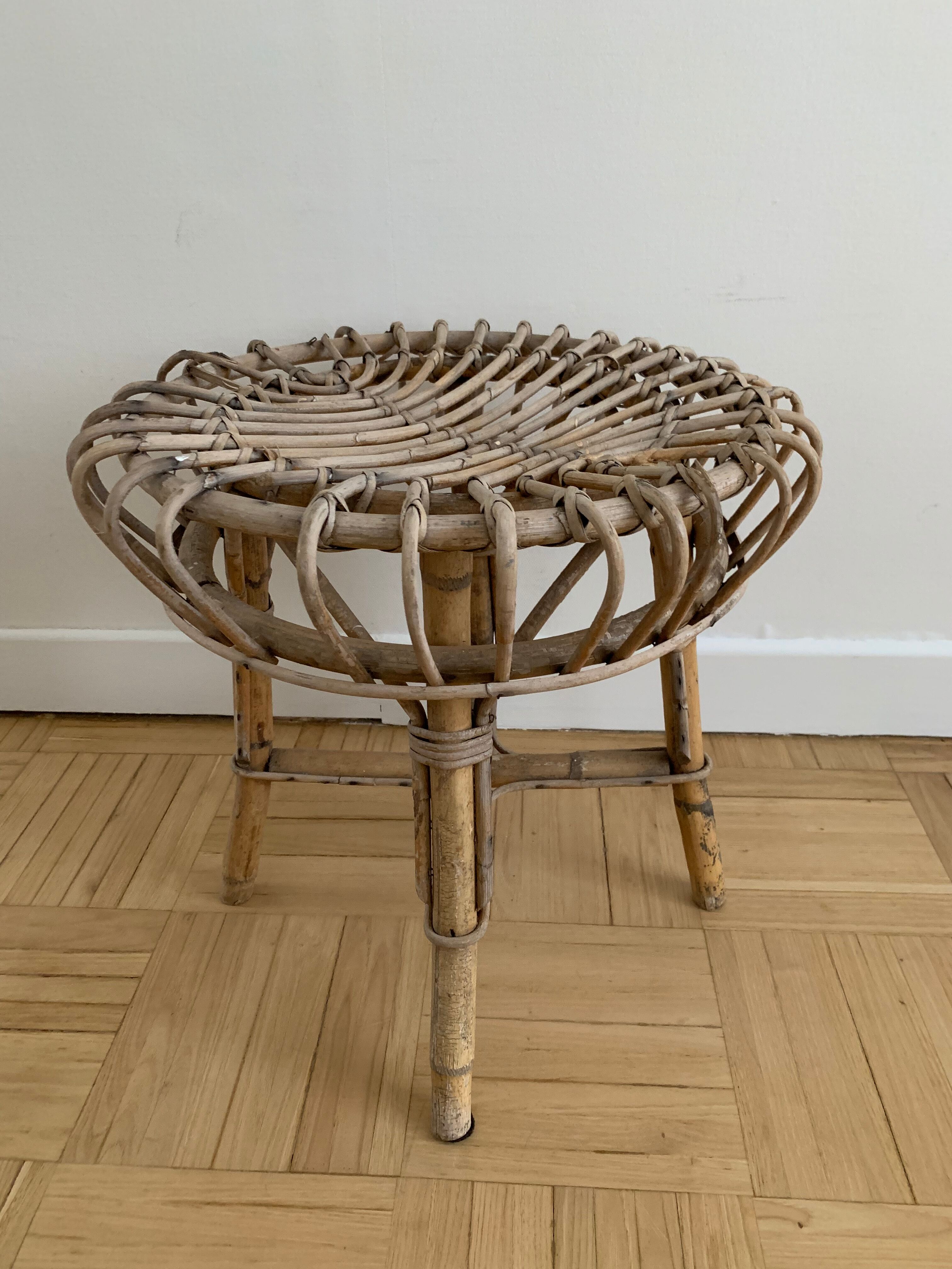 Vintage rattan stool