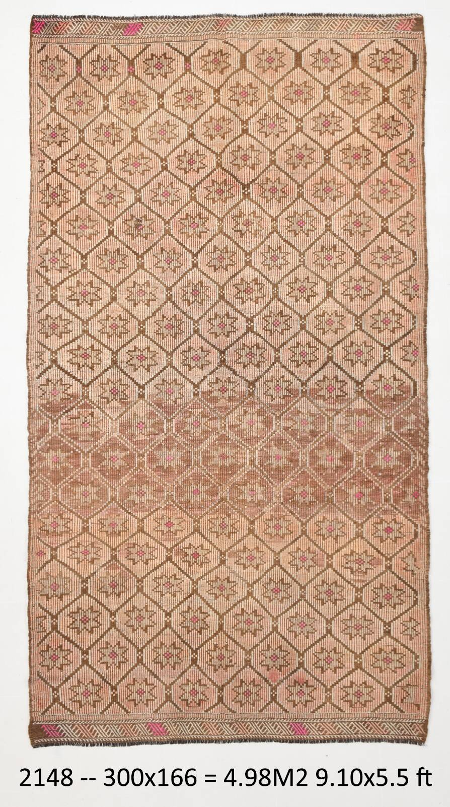 5x10 Peach & Brown Persian Kilim Rug, 166x300Cm