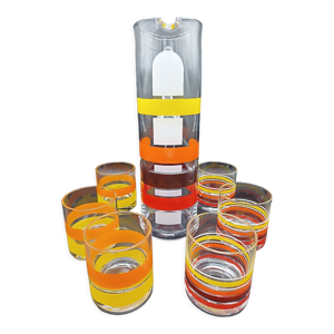 Carafe et 6 verres années 70