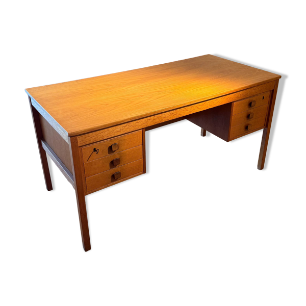 Bureau scandinave vintage en chêne doré ''Jonas